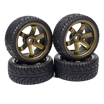 1/10 RC Road 6 Spoke Wheels Tyres Pewter Grey TE37 for