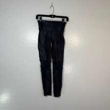 Spanx Faux Leather Leggings Womens Small Moto Shapewear Pants Black