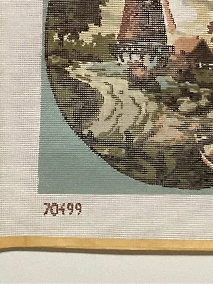 Vintage Bucilla Painted Needlepoint 70499 Cottage Home Lake Windmill Scene NOS - Image 3 of 4