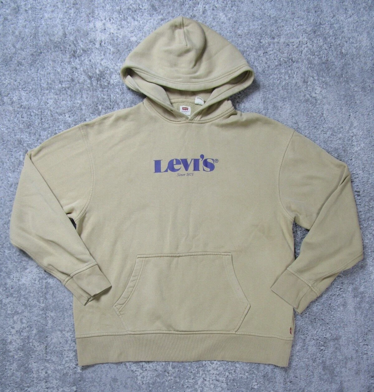 Levi's Hoodie Sweater Unisex Large Biege Long Sleeve Pullover Relaxed Sweater