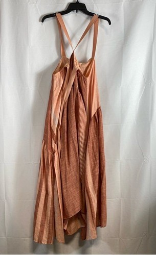 Free People Women's Pink Striped Boho Maxi Dress Size Small Sleeveless Flowy