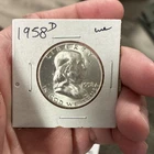 1958-D Franklin Half Dollar 50C Silver Coin 0.9 Fineness Uncirculated
