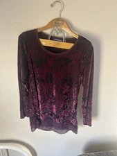 Simply Vera Vera Wang Womens Whimsigoth Velvet Burnout Top Size L Fairy Grunge