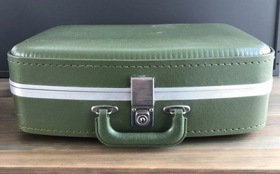 Vintage Hard Shell Suitcase Avocado Green Retro Luggage Mirror