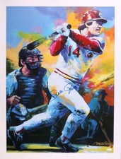 Pete Rose Signed Cincinnatti Reds Lithograph By Malcom Farley (JSA) 25x33