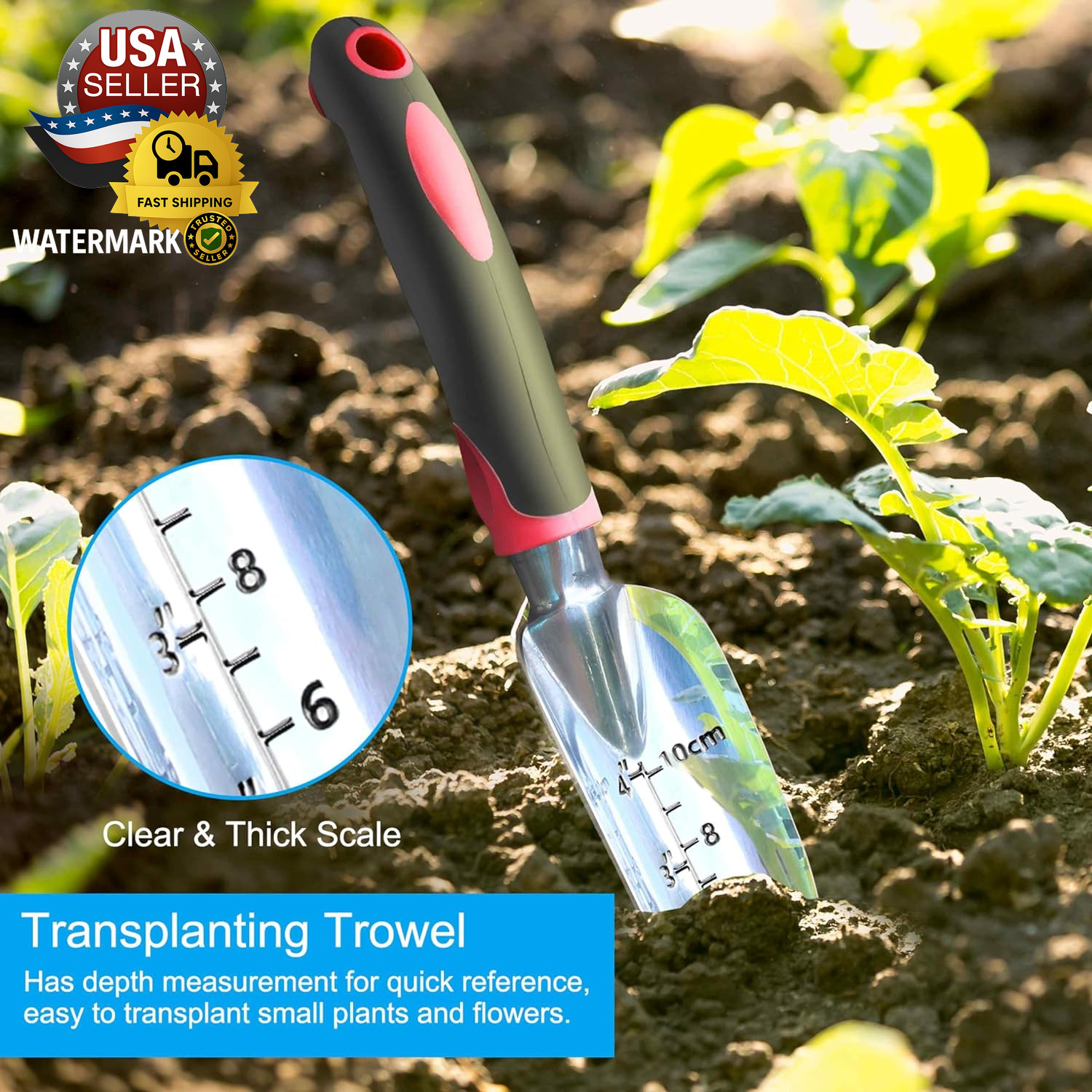 Garden Tool Set, 3 Pieces Aluminum Heavy Gardening Kit Including Hand Shovel, Tr