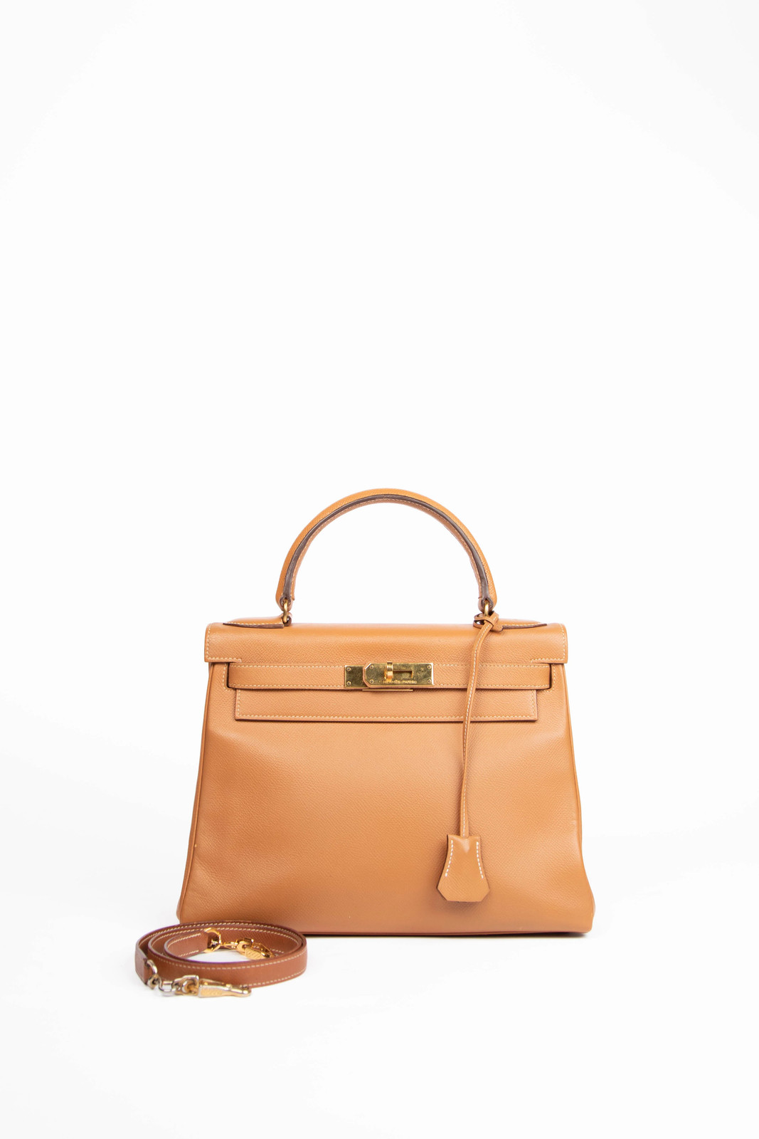 1988 Hermès Kelly 28cm Retourne in Gold Courchevel Leather with GHW