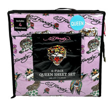 Ed Hardy Queen Bedding Sheet Set 6pc Tiger Tattoo Goth Y2K New