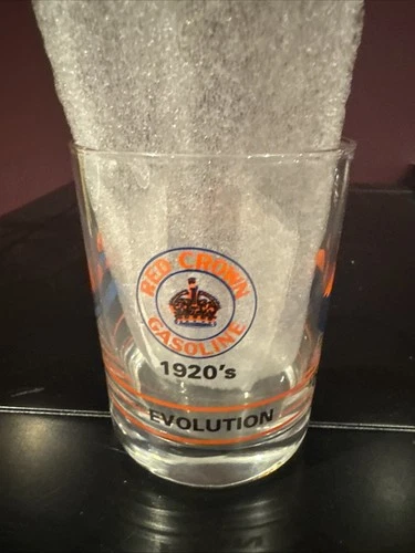 VINTAGE EVOLUTION OF THE TORCH & OVAL AMOCO ADVERTISING ON THE ROCKS GLASS