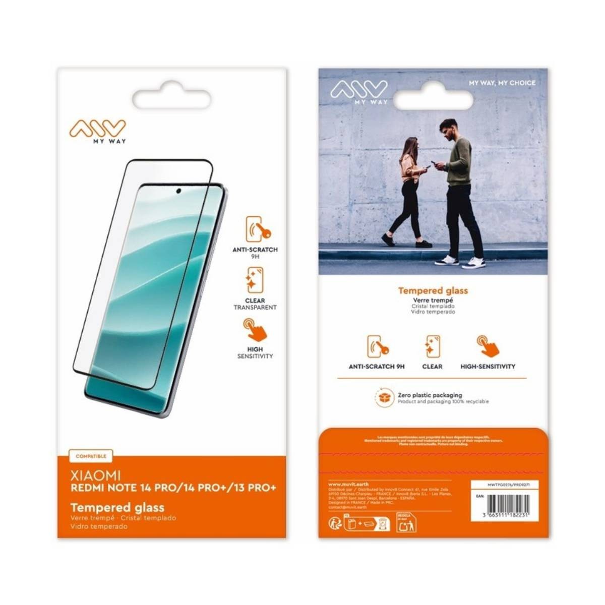 Protection Écran Redmi Note 14 Pro Myway verre trempé premium courbe