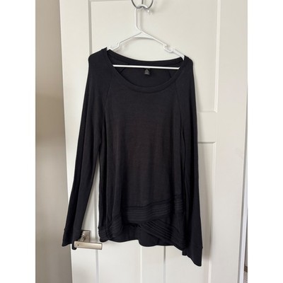 Active Life Womens Black Modal Blend Tulip Hem Raglan Long Sleeve Top Large