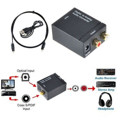 Optical Coaxial Toslink Digital to Analog Audio Converter Adapter   L/R 3.5mm #q
