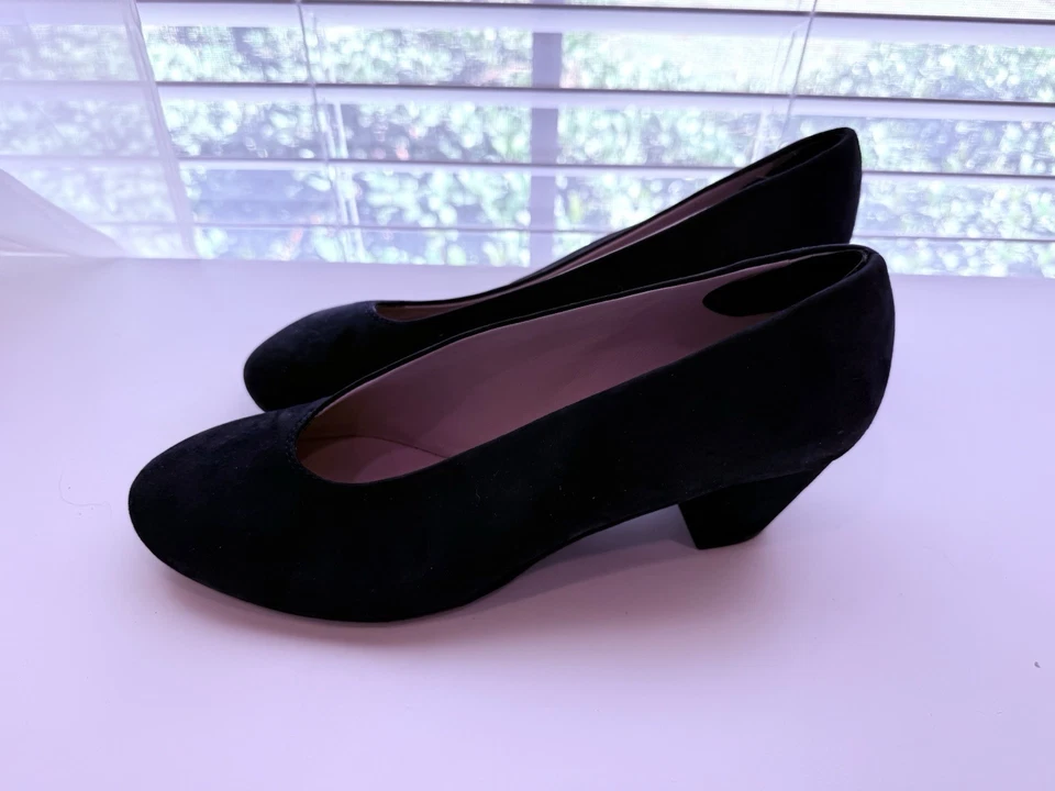 Zapatos de tacón Amalfi By Rangoni para mujer azul marino gamuza punta cuadrada talla 9 Foto 2 de 4