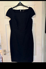 Next Tailoring Black Pencil Dress Square Neck Short Sleeve Knee Length UK 10