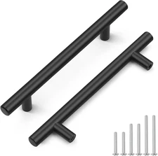 50 Pack Holes Centers(128Mm) 5Inch Flat Black Cabinet Pulls, Stainless Steel Dre