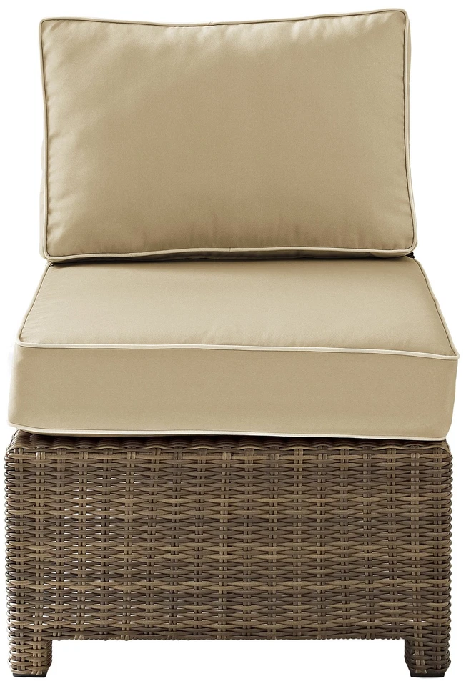 Silla seccional exterior sin brazos Bradenton, sillas de patio de mimbre para porche, diciembre... Foto 2 de 4