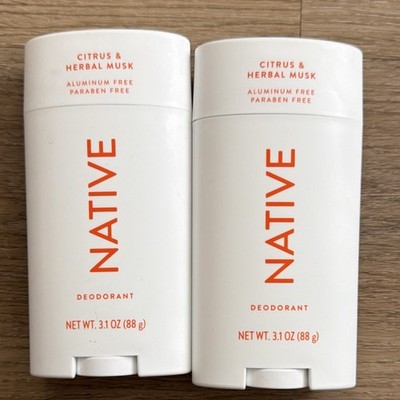 Native Aluminum-Free Deodorant Stick Citrus  Musk/Vanilla Sandalwood 2pk