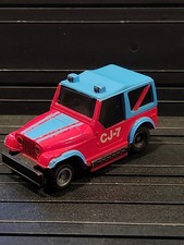 Tyco Jeep CJ-7 Red Blue HO Slot Car