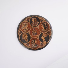 Kupfer-Tablett Ägyptische Intarsien Handarbeit ca. 25 cm D Wandbehang