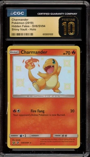 Pokemon Charmander Hidden Fates Holo Rare #SV6 CGC 10 Pristine