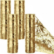 4 Rolls 10 Inch Gold Foil Metallic Mesh Ribbon 64 Yards Shiny Glitter Mesh Ribbo