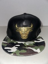 New Era 9FIFTY Chicago Bulls Black/Camo Leather SnapBack Hat