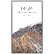 Frametory 14x24 Black Aluminum Poster Frame, Thin Metal Picture Frame