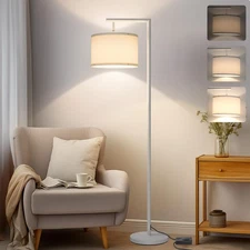 Floor Lamps White Floor Lamp for Bedroom, Dimmable Floor Lamp Arc with Adjust...