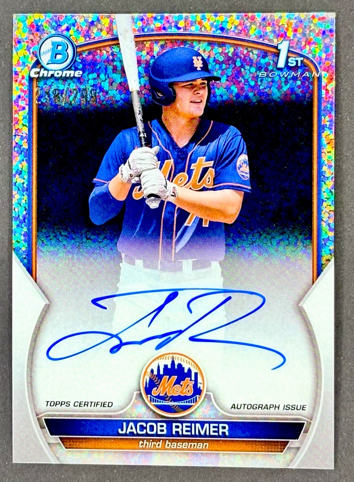 Jacob Reimer 2023 (1st) Bowman Chrome ON CARD AUTO Speckle Refractor/299-NY Mets