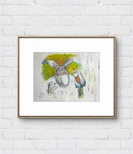 Faris Art: Rabbit: 10x14: Paper Unique Neo-Expressionism