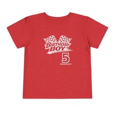 Birthday Boy 5 Tee | Toddler Short Sleeve Tee, Racing Flag Design