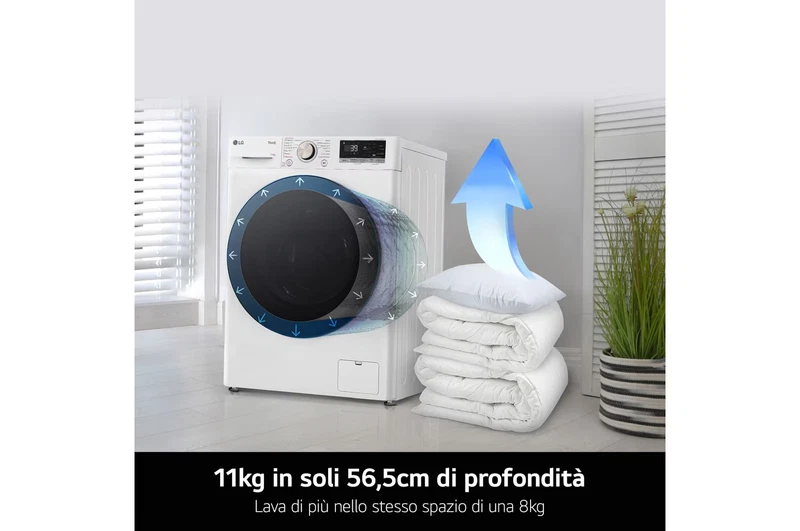 Lavatrice LG 11 Kg Risparmio Energetico Classe A -10% Bianco Vapore Inverter, fotografia 8 di 13