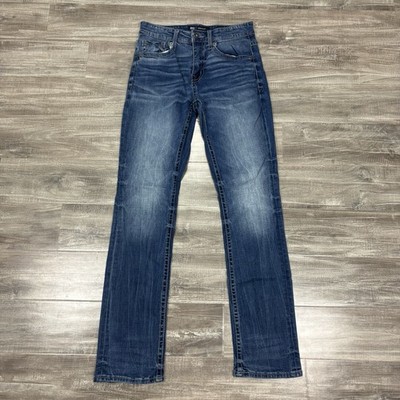 BKE Jake Straight Jeans Mens 29x32 Blue Stretch Denim Dark Wash Stitching