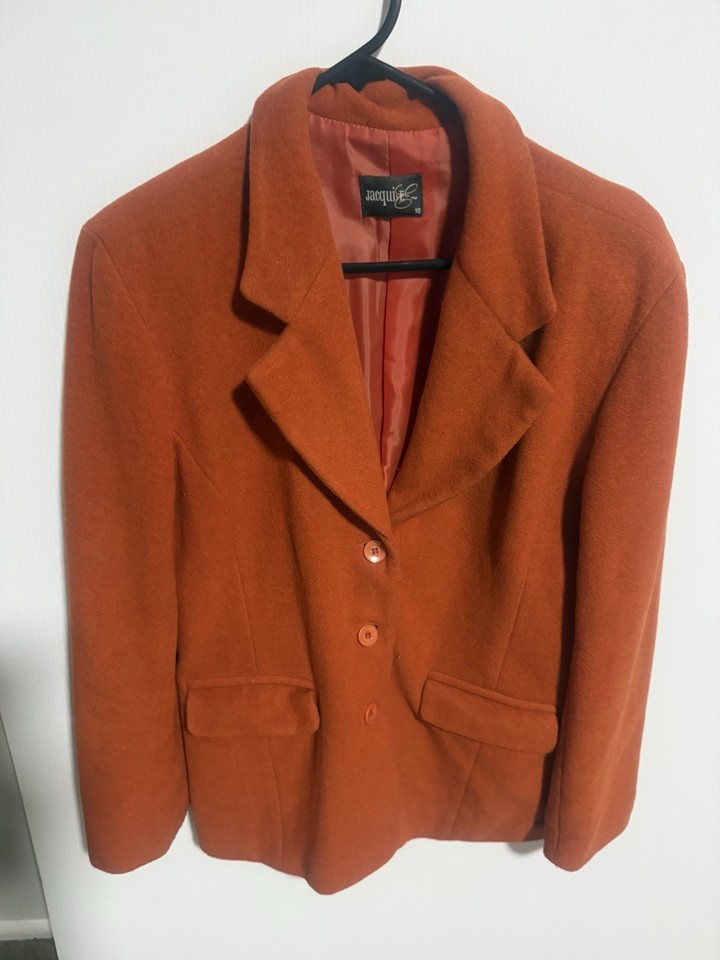 Burnt Orange Vintage Jacqui E Wool Coat Jacket Size 10