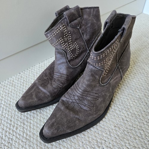 Madden Girl Cowboy Stiefeletten Sanoma grau Nieten Western UK 4 US 6,5 EU 37 - Bild 2 von 10