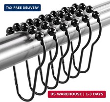 Titanker Shower Curtain Rings Hooks, Rust-Resistant Metal Shower Curtain Hooks f