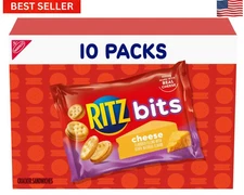 RITZ Bits Cheese Sandwich Crackers, Lunch Snacks, 10 Snack Packs