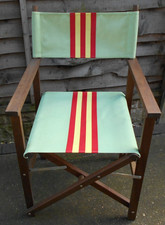 Directors Chair Folding Solid Wood Outdoor Garden Barbecue Green & Striped Read