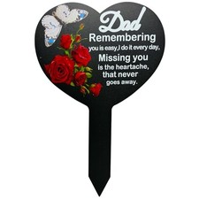 Memorial Grave Markers Cemetery Decorations, Heart Memorial Dad-Butterfly