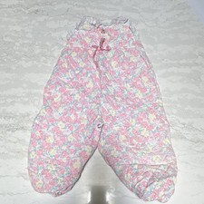 Vintage 80s Baby Girl Quilted Floral Romper Jumpsuit 24M Pastel Cottagecore