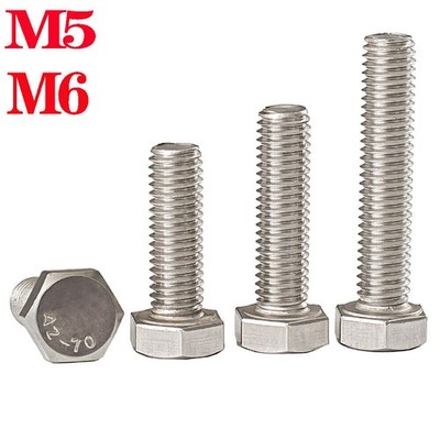M5 M6 Screws Hexagon Hex Head Bolt 304 Stainless Steel Machine Screw 8mm-200mm L