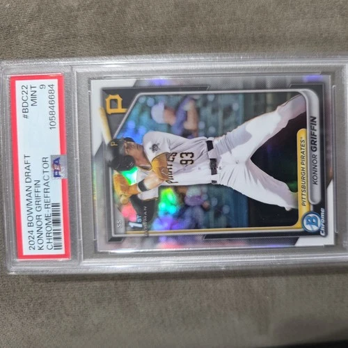 2024 BOWMAN DRAFT #BDC-22 KONNOR GRIFFIN CHROME REFRACTOR 1ST PROSPECT PSA 9