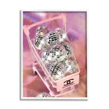 Glam Disco Balls in Cart White Framed Giclee Art Design by Ziwei Li