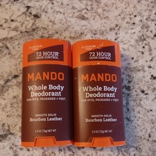 Mando Whole Body Deodorant - Smooth Solid - Bourbon Leather 2.6oz 2 PACK  