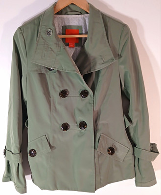 Esprit Women s Green Trench Coat S Double-Breasted Belted Collared