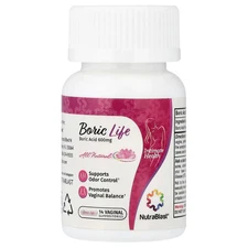 Boric Life, Boric Acid, 600 mg, 14 Vaginal Suppositories