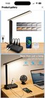 LED Desk Lamp Touch Control Power Hub 3 Outlets 4 USB Dimmer Black — photo 1