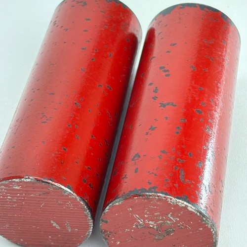 2" Diameter 5" Steel Round Bar Cylinder Lot 2 Weight 4 lb 11 oz Each Red Painted