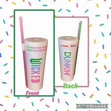 Dunkin Donuts Wicked Limited Edition Tumblr  with Two Straws New