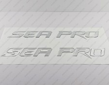 SEA PRO BOAT LOGO CHROME RAISED DOMED 3D DECALS STICKERS 32" x 4.7" 2pcs.